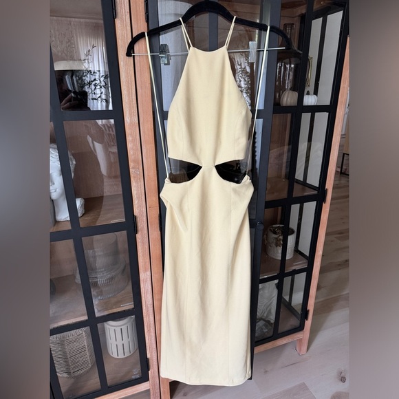 MISHA Alia midi dress halter neck criss cross open back bodycon cutout butter - Picture 9 of 12